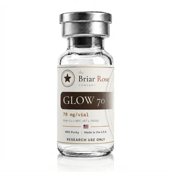 GLOW 70 Blend research peptide vial, USA-made, research use only
